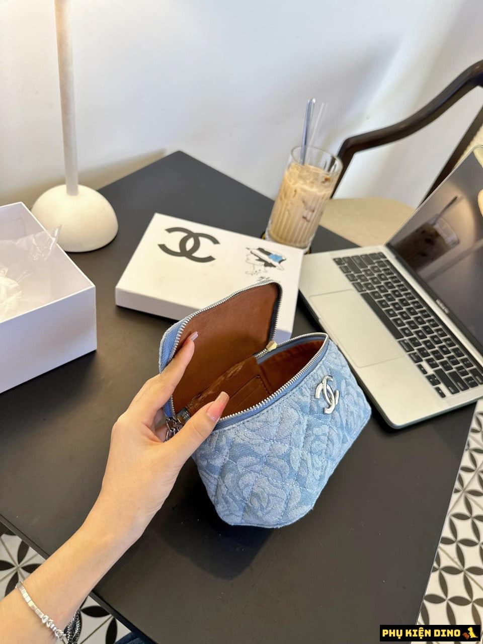 Túi Cốp Chanel Hoa Hồng Màu Xanh Denim Size 20 7 Túi Xách Nữ Dáng Cốp Vuông Chanel Xanh Denim