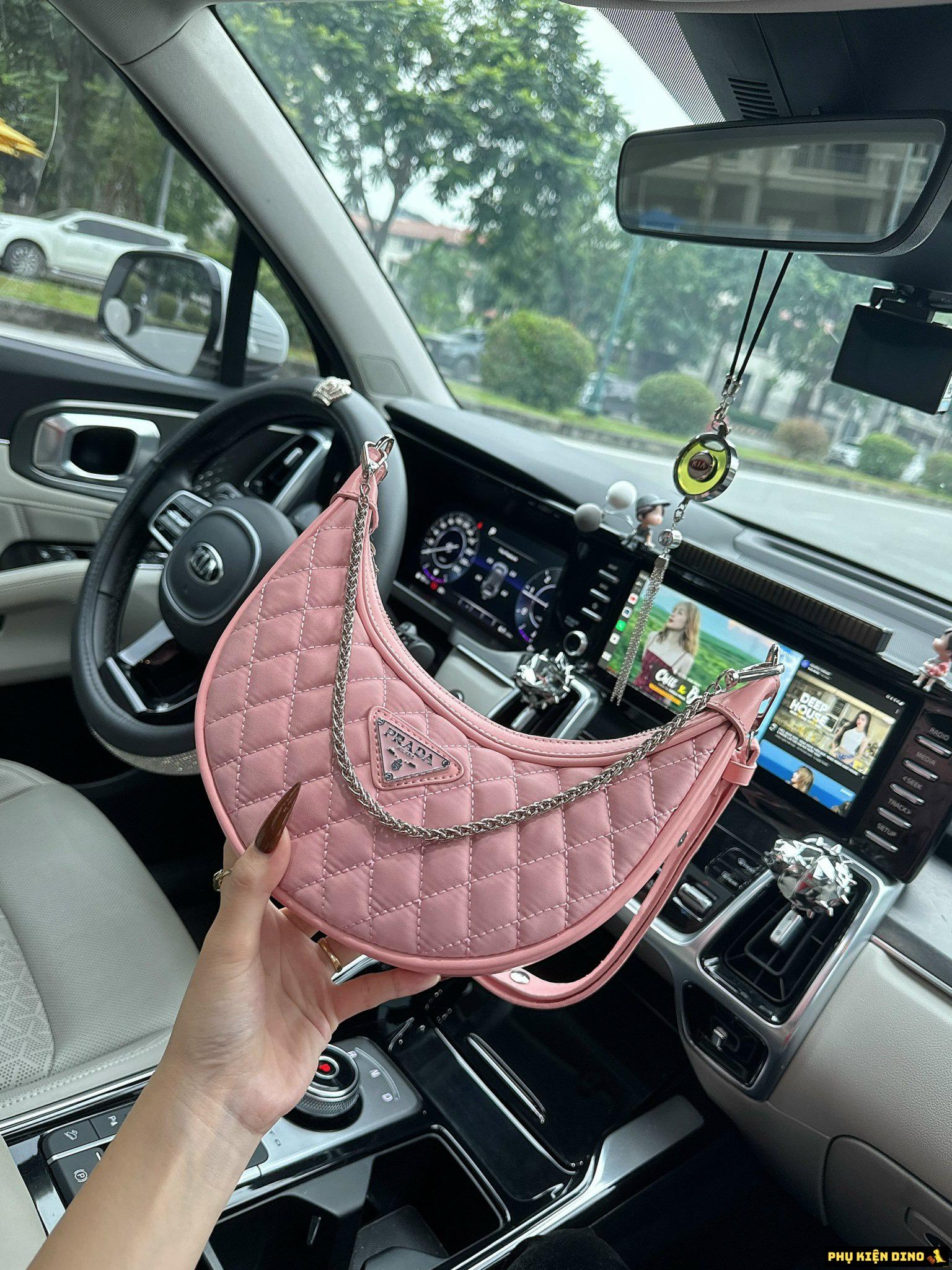 Túi Xách Nữ Prada Dáng Thuyền 2 Màu Đen Hồng 3 Túi Xách Nữ Prada Dáng Thuyền Màu Hồng Ô Trám