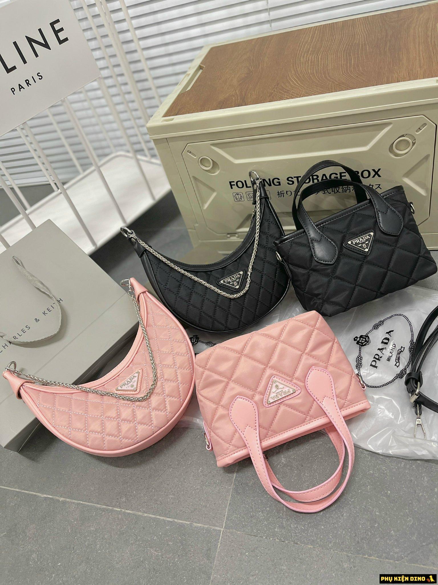 Túi Xách Nữ Prada Dáng Thuyền 2 Màu Đen Hồng 7 Túi Xách Nữ Prada Dáng Thuyền