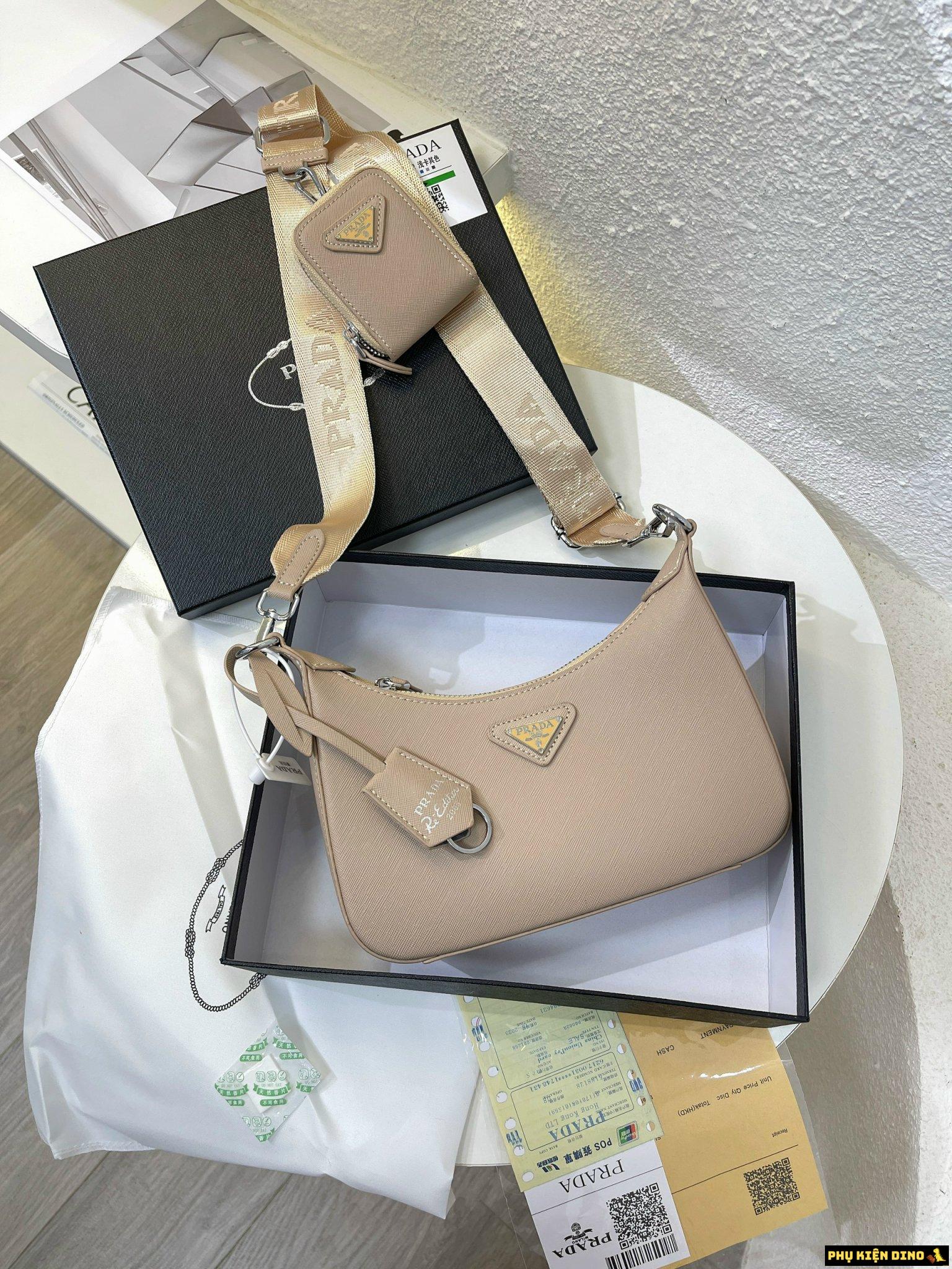 Túi Nữ Prada Saffiano 2005 Cameo Màu Kem 1BH204-NZV-F0MUH-V-V2M 5 Túi Xách nữ Prada Màu Nâu Kem