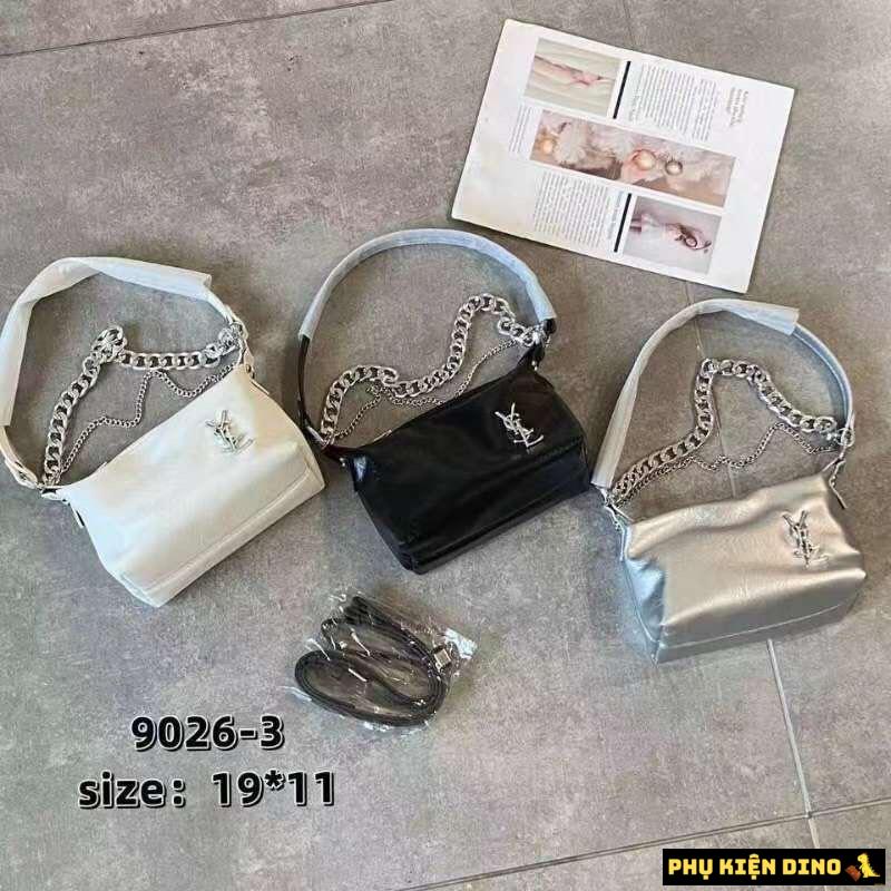 Túi Xách Nữ YSL Phối Dây Xích 3 Màu Trắng Bạc Đen 1 Túi Xách Nữ YSL Phối Dây Xích 3 Màu Trắng Bạc Đen