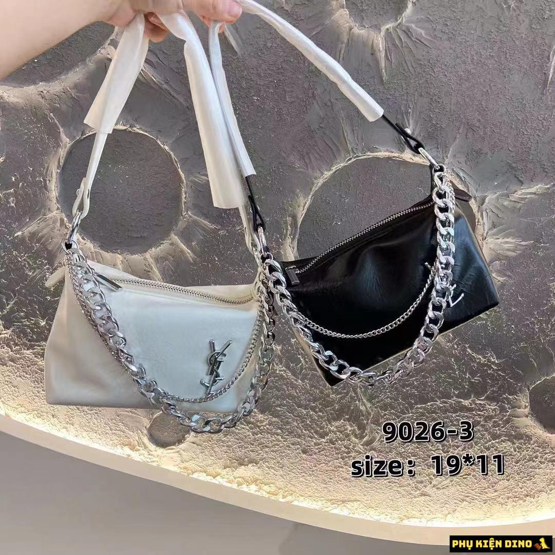 Túi Xách Nữ YSL Phối Dây Xích 3 Màu Trắng Bạc Đen 3 Túi Xách Nữ YSL Phối Dây Xích Bạc Đen