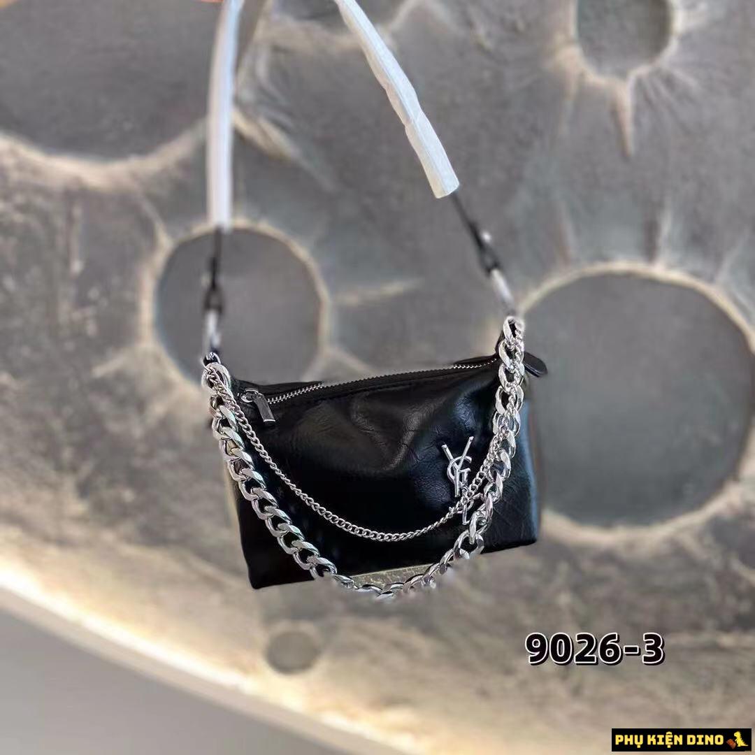 Túi Xách Nữ YSL Phối Dây Xích 3 Màu Trắng Bạc Đen 7 Túi Xách Nữ YSL Phối Dây Xích Màu Đen