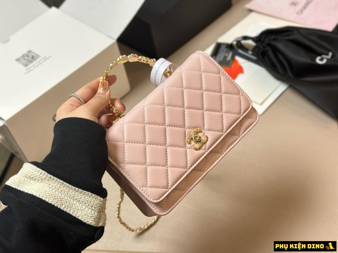 Túi Chanel Kiềng Hoa FullBox 3 Màu Trắng Đen Hồng 3 Túi Xách Tay Chanel Kiềng Hoa màu Hồng