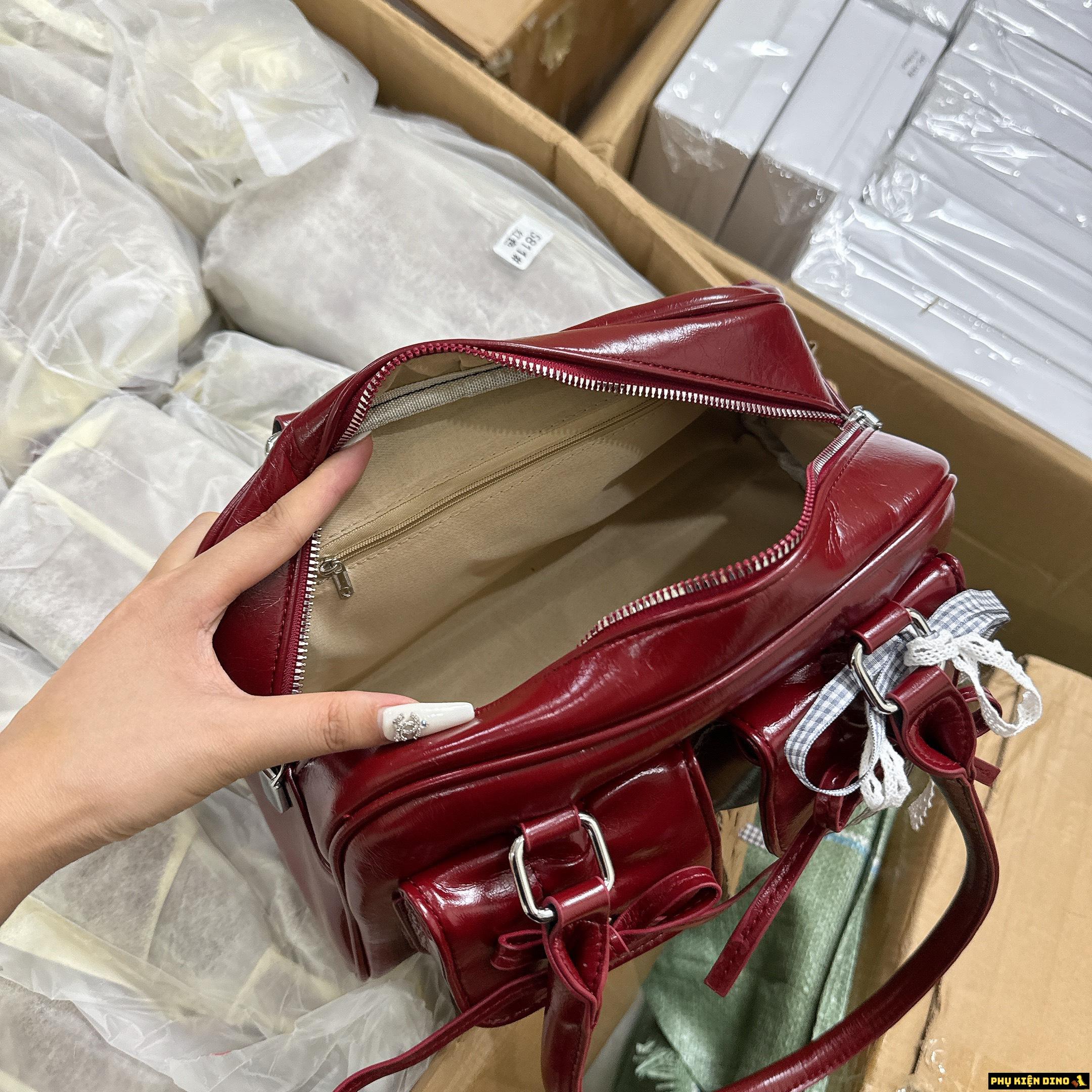 Túi Quảng Châu Cao Cấp 2 Túi Cột Nơ Màu Đỏ 8 Túi Xách Tay Quảng Châu Cao Cấp Màu Đỏ Đô