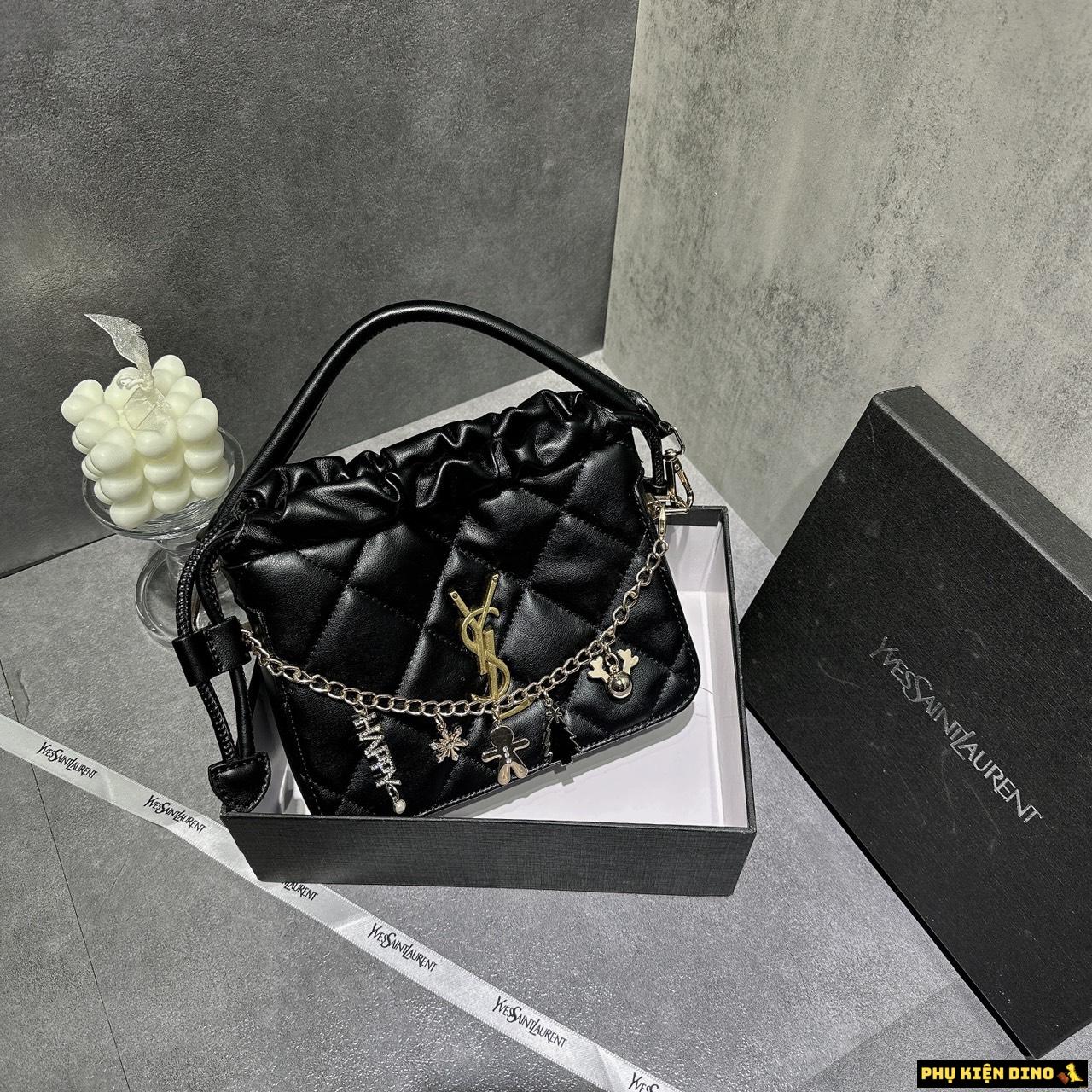 Túi Xách YSL Màu Trắng Kèm Dây Charm 4 Túi Xách YSL Black Màu Đen Dây Charm