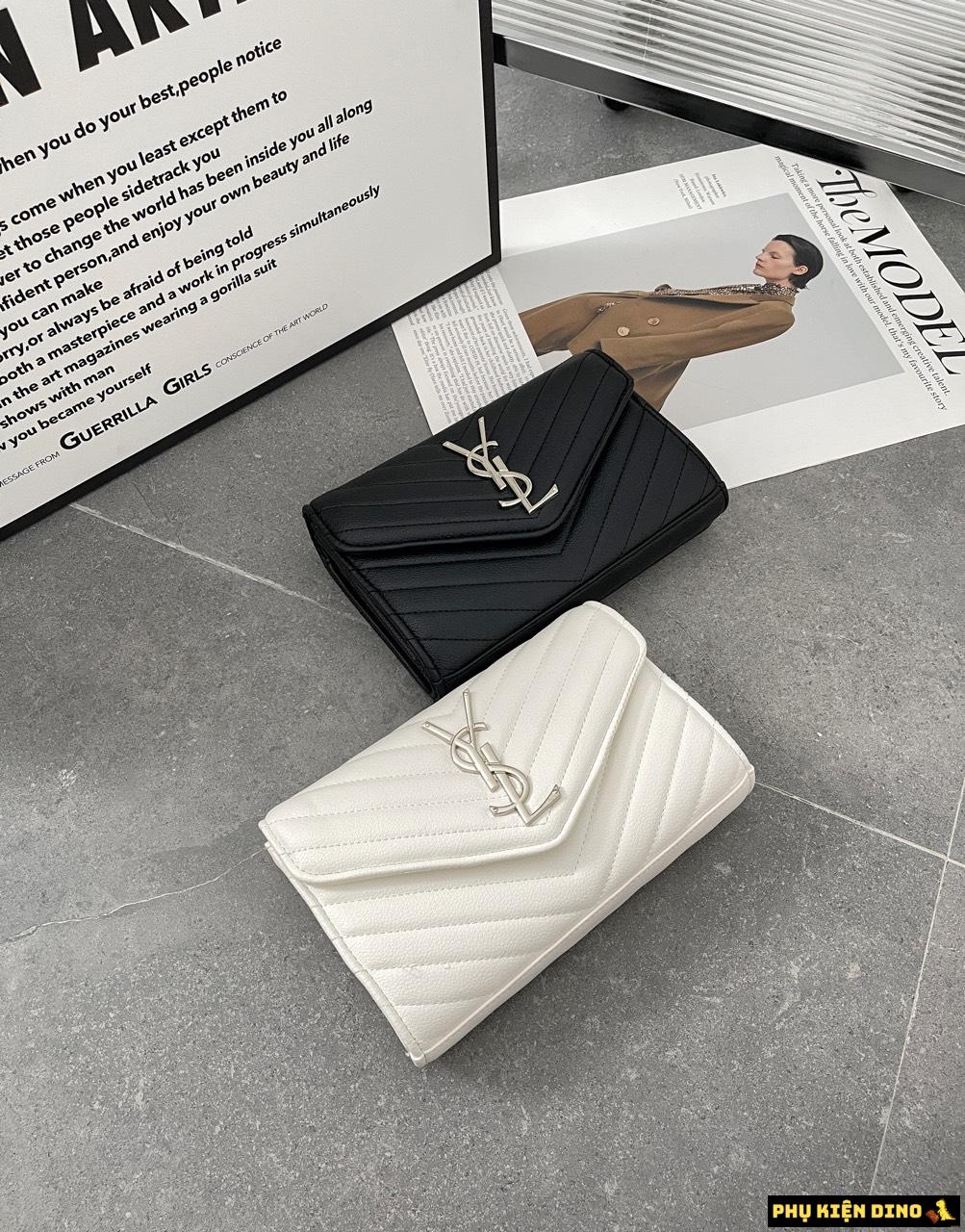 Túi YSL Envelope Woc Calfskin Trắng Đen Khóa Bạc Size 22 1 Túi YSL Envelope Woc Calfskin Trắng Đen Khóa Bạc Size 22