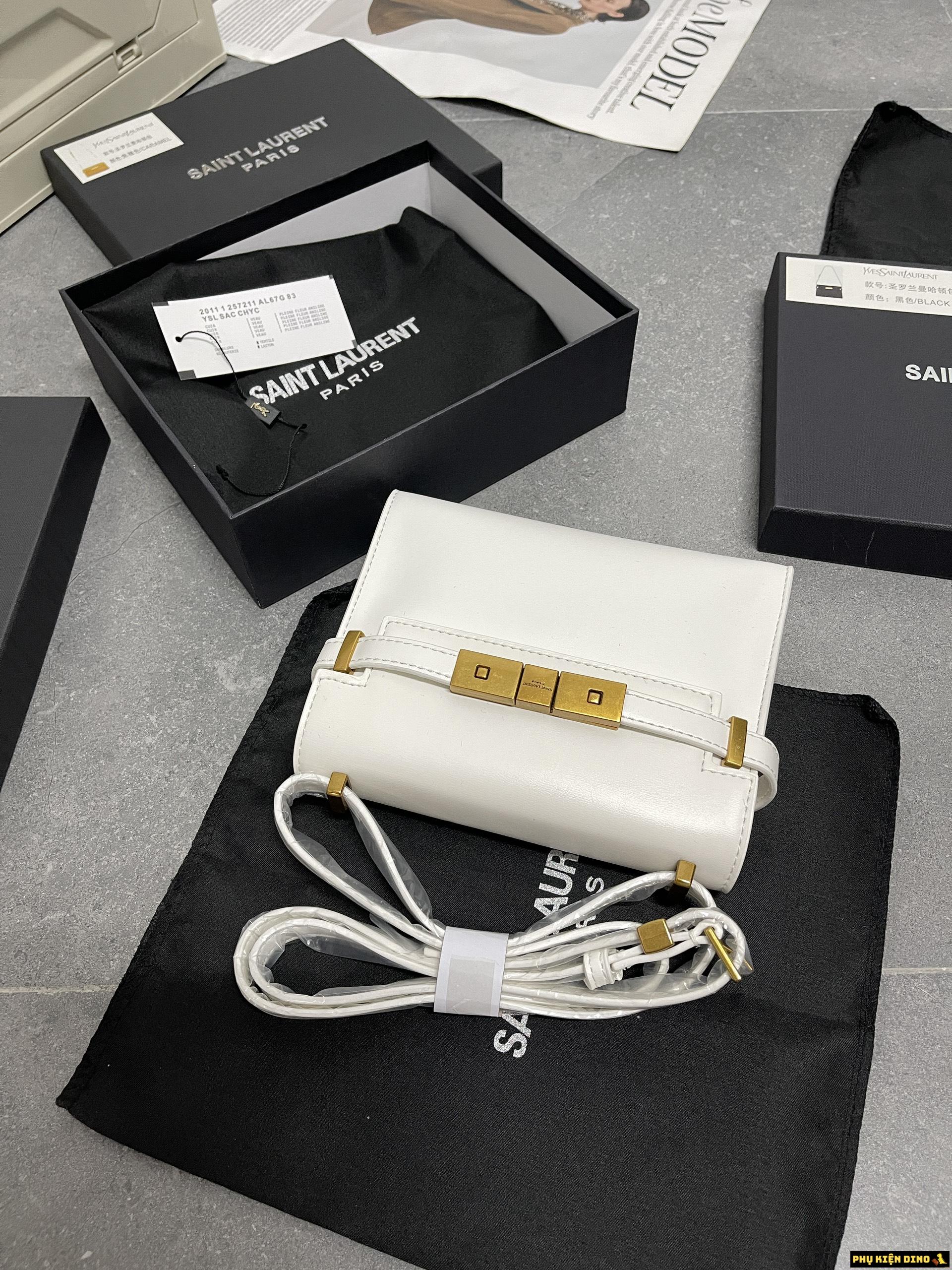 Túi Saint Laurent YSL Manhattan Small Crossbaby Bag Black White Yellow 7 Túi YSL Manhattan Màu Trắng Fullbox