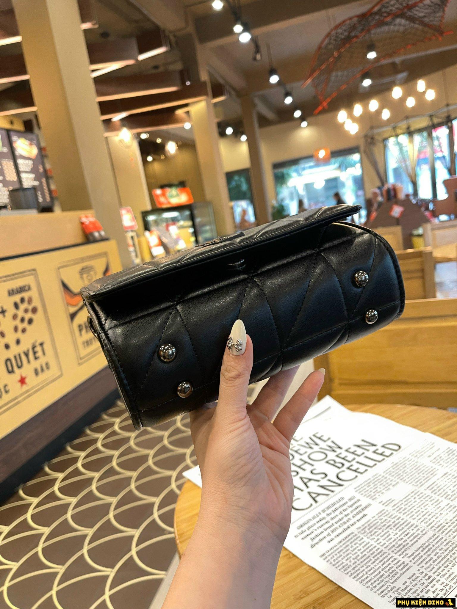 Túi Xách Nữ YSL Saint Laurent Ô Trám Màu Đen 6 Túi YSL Ô Trám Bóng Màu Full Đen