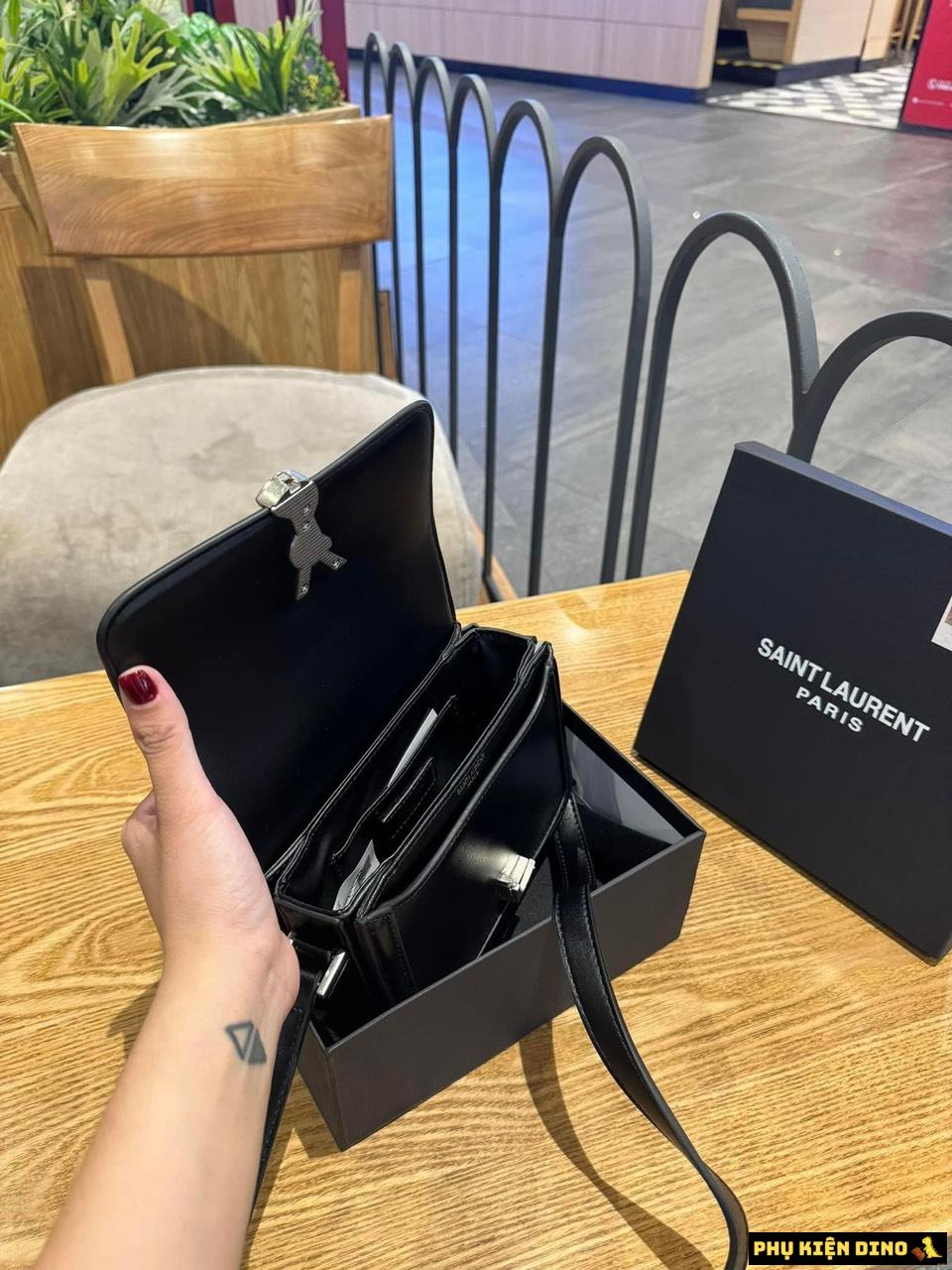 Túi Nữ Saint Laurent YSL Solferino Medium Satchel Black White 4 Túi YSL Solferino Satchel Bag Màu Đen Khóa Vàng