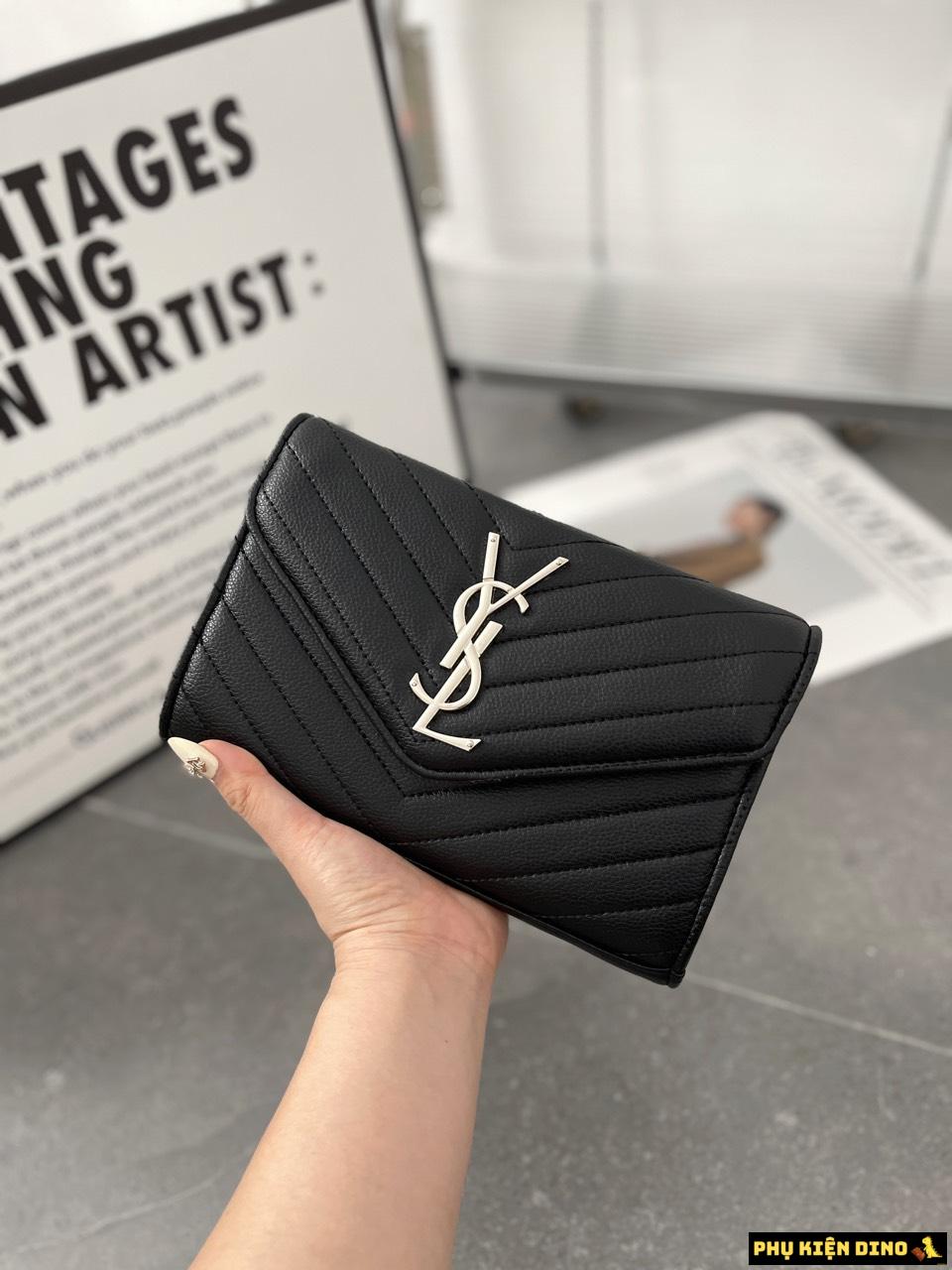 Túi YSL Envelope Woc Calfskin Trắng Đen Khóa Bạc Size 22 5 Túi YSL Woc Màu Đen Khóa Bạc