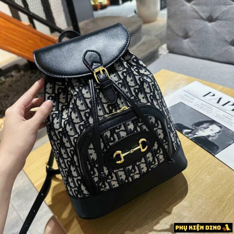 Balo Dior Túi Rút Thổ Cẩm Trắng Đen - Phụ Kiện Dino