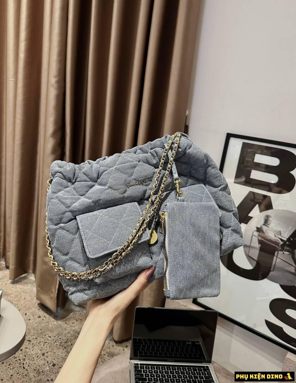 Túi Charles & Keith CNK Công Sở 2 Màu Đen Xanh Denim Size 35 7 Set 2 Túi CNK Xanh Denim Kèm Ví