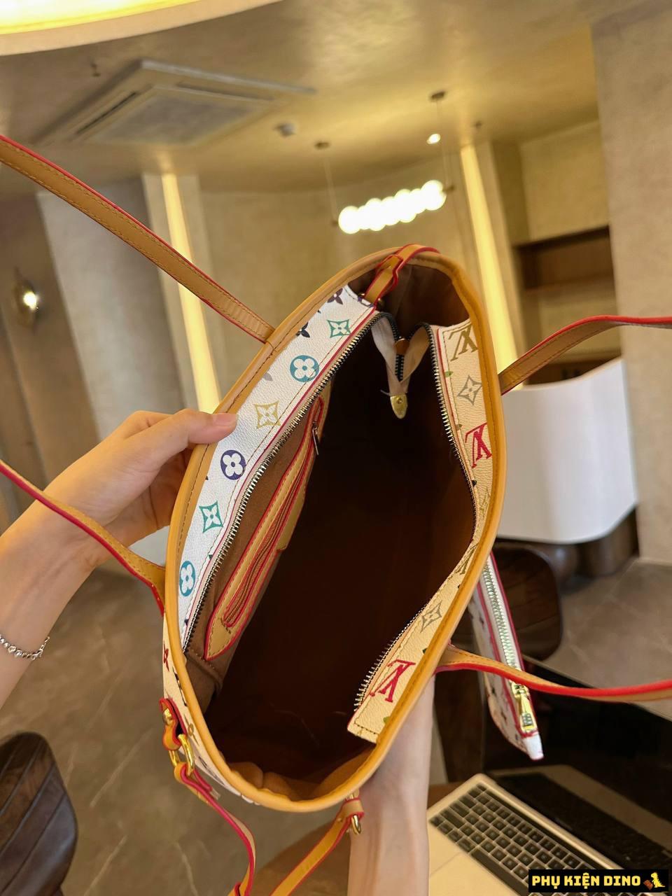 Set 2 Túi Tote Louis Vuitton LV 3 Màu Nâu Trắng Denim Size 35 9 Set 2 Túi Tote Louis Vuitton LV Có Khóa Kéo
