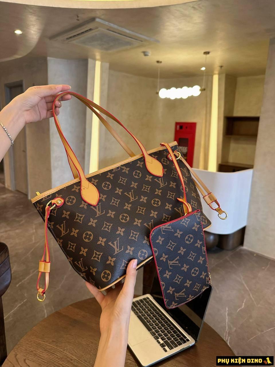 Set 2 Túi Tote Louis Vuitton LV 3 Màu Nâu Trắng Denim Size 35 8 Set 2 Túi Tote Louis Vuitton LV Họa Tiết Màu Nâu Size 35