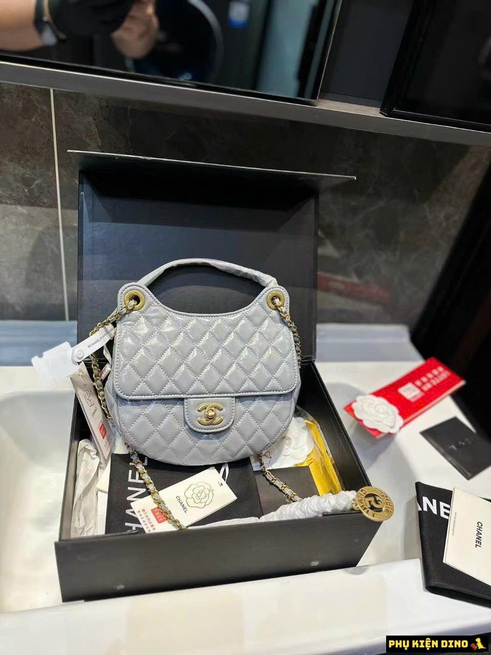 Túi Chanel Dáng Bầu Tai Thỏ 4 Màu Trắng Đen Xám Hồng Size 23 5 Túi Chanel Dáng Bầu Tai Thỏ Màu Xám Size 23