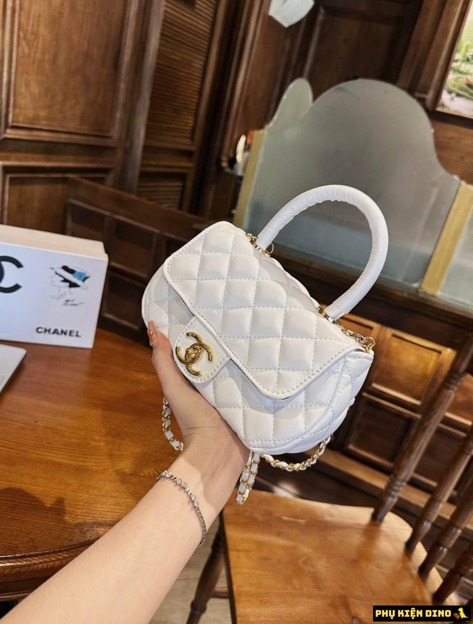 Túi Chanel Giỏ Dáng Bầu Size 19 Ô Trám Trắng Đen 7 Túi Chanel Giỏ Dáng Bầu Size 19 Ô Trám Trắng