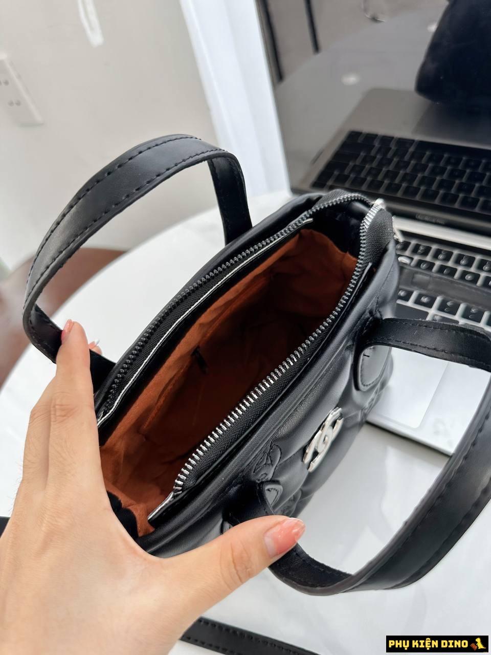 Túi Giỏ Xách Chanel Thêu Màu Đen Size 20 6 Túi Chanel Thêu Full Đen Size 20