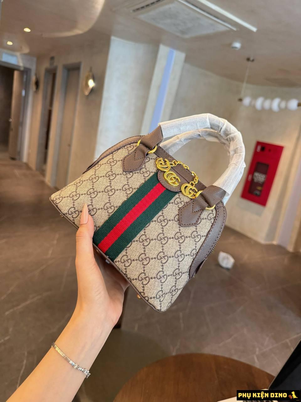 Túi Gucci Ophidia GG Size 21 Màu Nâu 3 Sọc 5 Túi Công Sở Gucci GG Brown