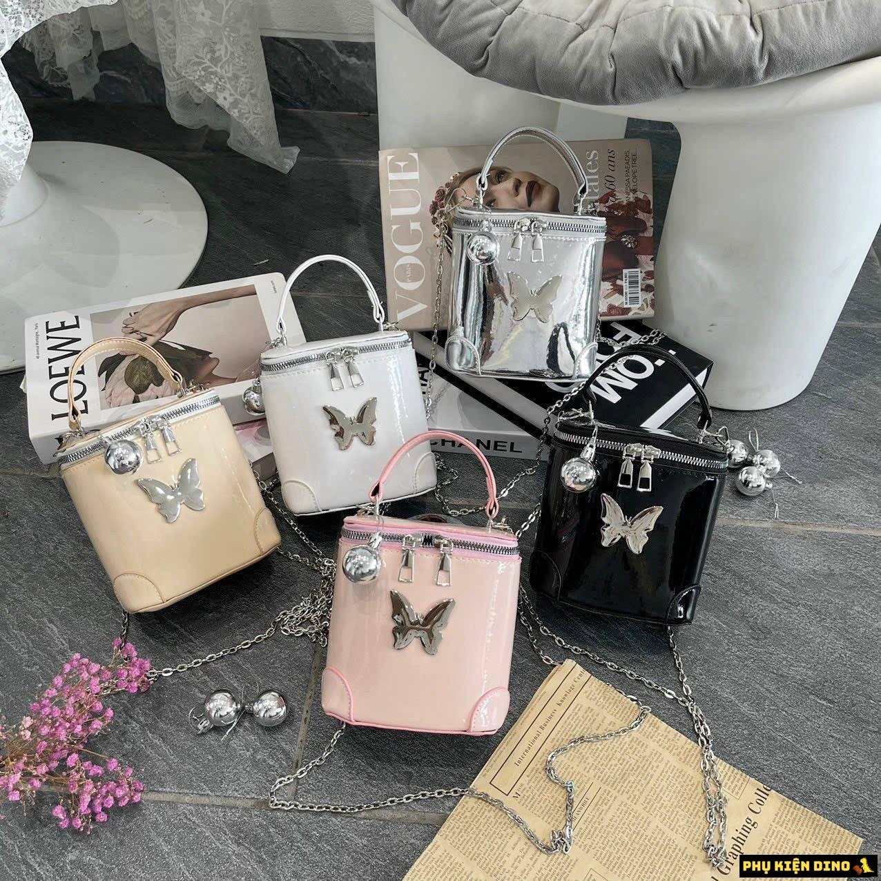 Túi Đeo Chéo Cốp Bướm 5 Màu Đen Trắng Kem Hồng Bạc 1 Túi Đeo Chéo Cốp Bướm 5 Màu Đen Trắng Kem Hồng Bạc