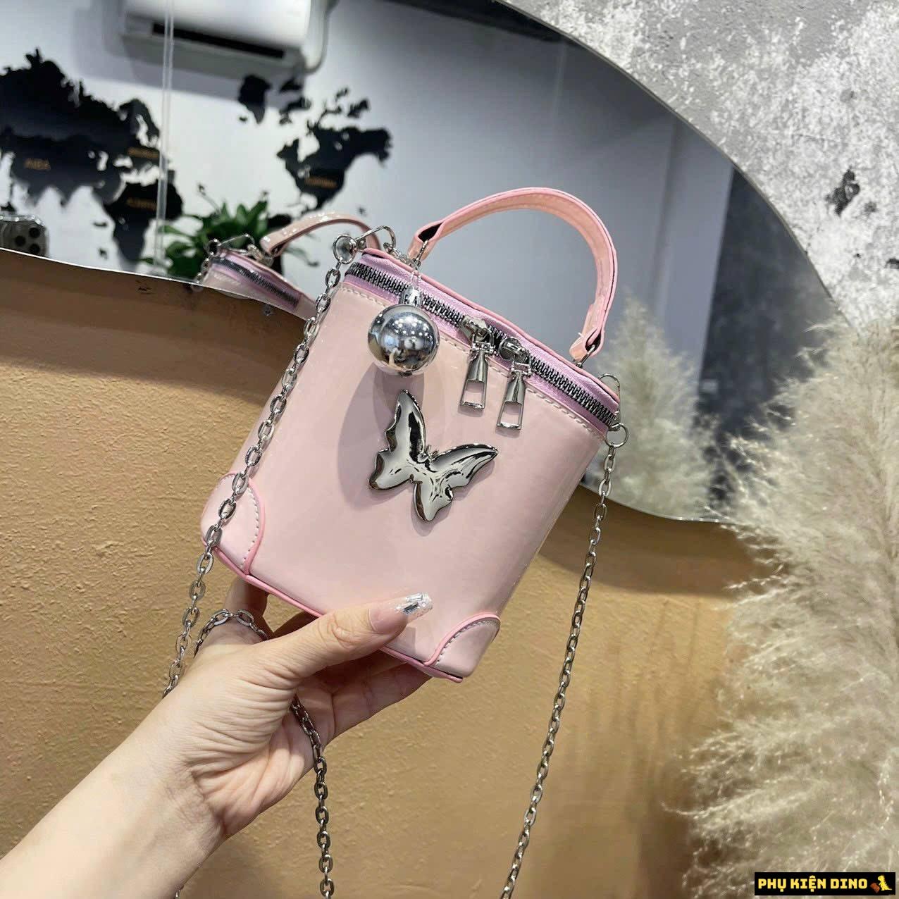 Túi Đeo Chéo Cốp Bướm 5 Màu Đen Trắng Kem Hồng Bạc 5 Túi Đeo Chéo Cốp Bướm Màu Hồng