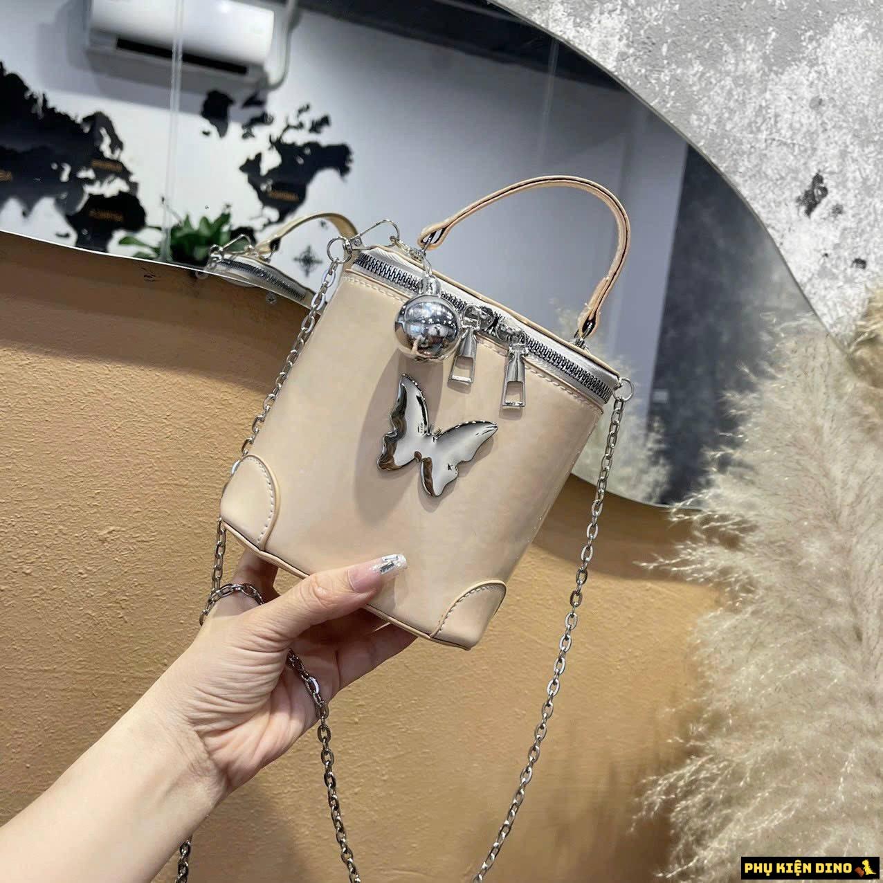 Túi Đeo Chéo Cốp Bướm 5 Màu Đen Trắng Kem Hồng Bạc 4 Túi Đeo Chéo Cốp Bướm Màu Kem