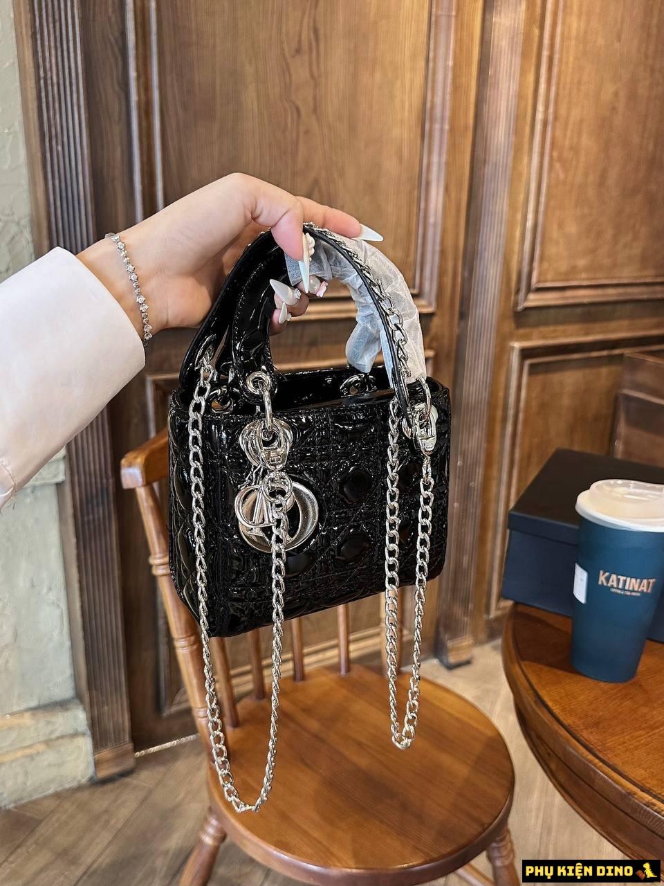 Túi Dior Lady Da Bóng Size 20 2 Dây Fullbox Bạc 5 Túi Dior Lady Da Bóng Size 20