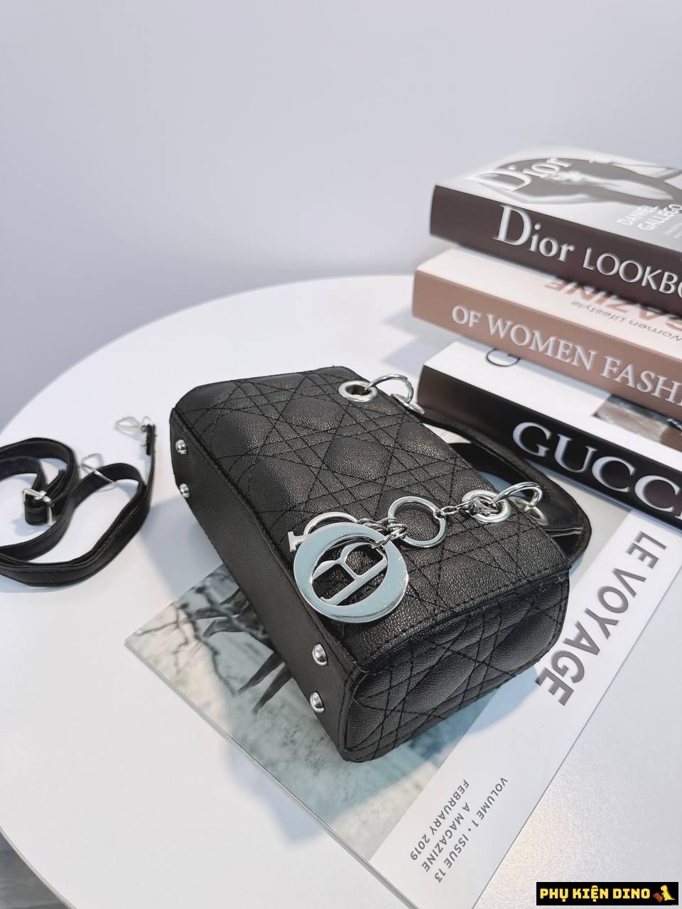 Túi Xách Nữ Christian Dior Lady Size 20 Dáng Dài Màu Đen 9 Túi Dior Màu Đen Form Dài Black