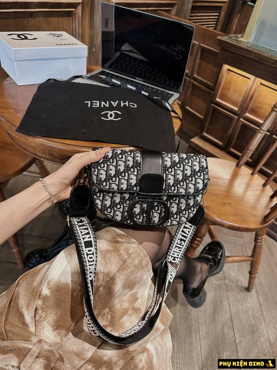 Túi Dior Thổ Cẩm Họa Tiết Trắng Đen Size 20 3 Túi Dior Thổ Cẩm Dáng Bầu