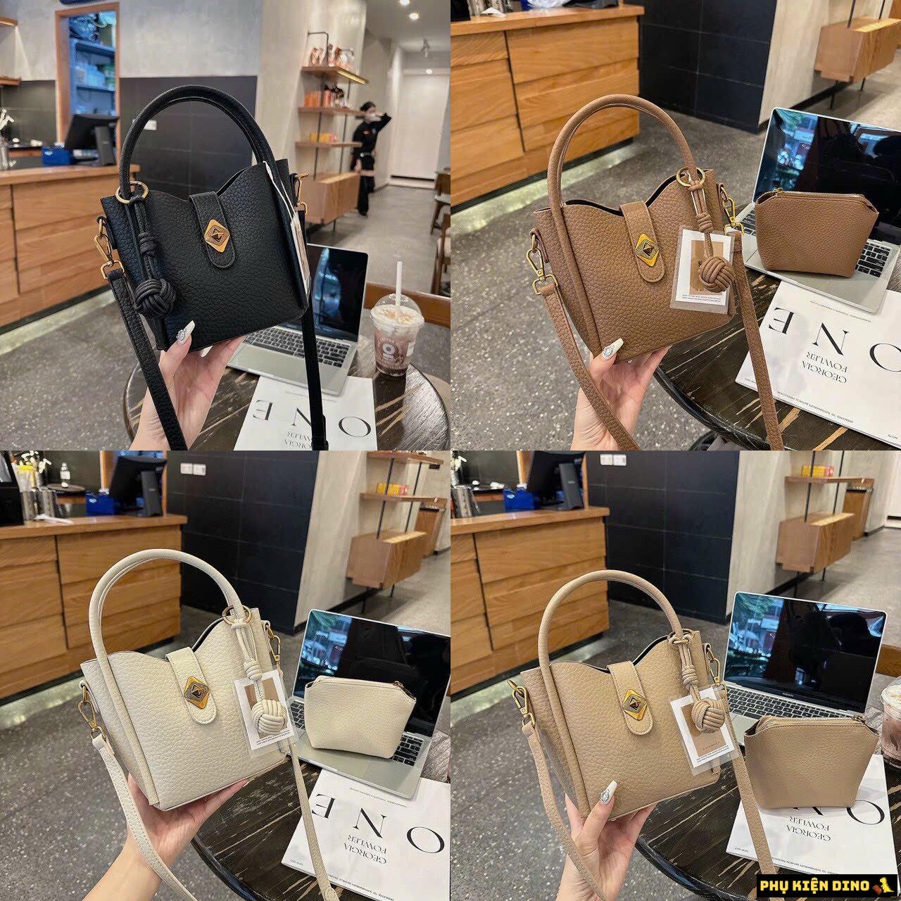 Túi Giỏ Quảng Châu Cao Cấp 4 Màu Đen Trắng Kem Nâu 2 Túi Giỏ Xách Quảng Châu Cao Cấp Màu Đen Trắng Kem Nâu