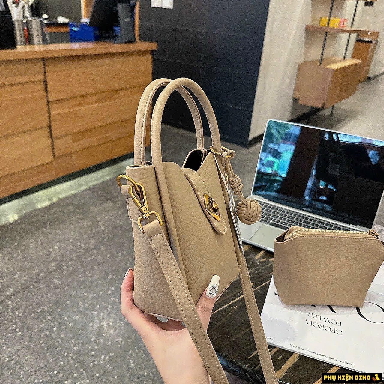 Túi Giỏ Quảng Châu Cao Cấp 4 Màu Đen Trắng Kem Nâu 5 Túi Giỏ Xách Quảng Châu Cao Cấp Màu Kem Kèm Túi Nhỏ