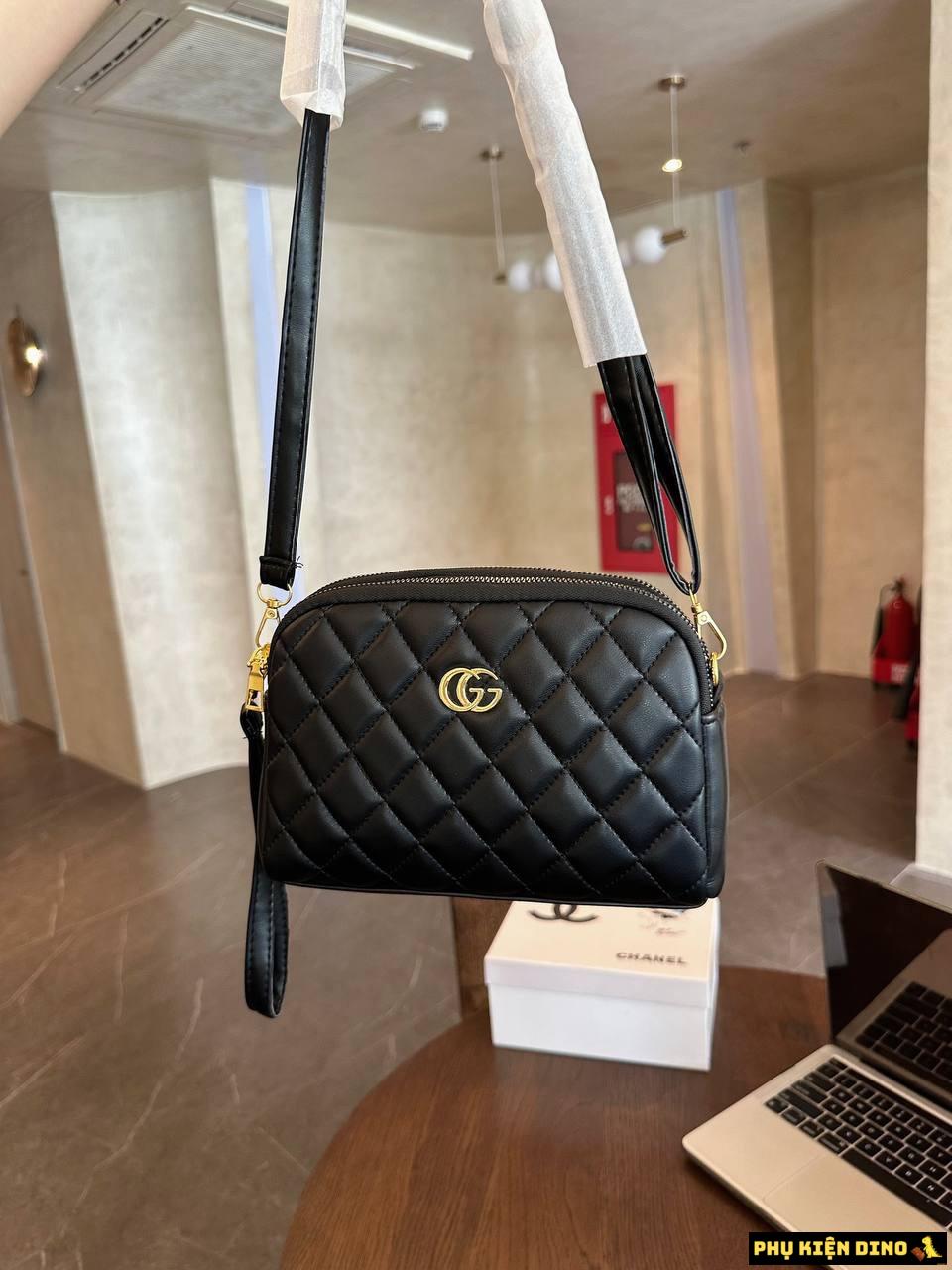 Túi Gucci Đen Khóa Vàng Hai Ngăn Size 21 1 Túi Gucci Đen Khóa Vàng Hai Ngăn