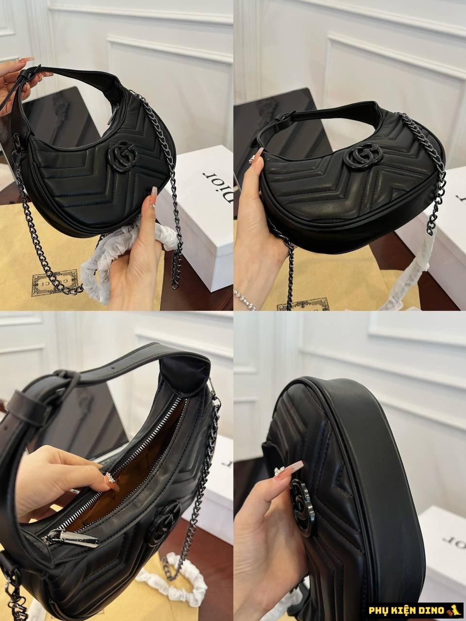 Túi Gucci GG Marmont Half Moon Full Black Size 21 1 Túi Gucci GG Marmont Half Moon Full Black Màu Đen