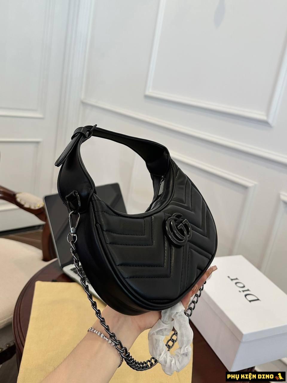 Túi Gucci GG Marmont Half Moon Full Black Size 21 3 Túi Gucci GG Marmont Half Moon Màu Đen