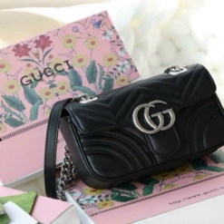 Túi Gucci GG Marmont Mini Bag Matelasse Đen Khóa Bạc