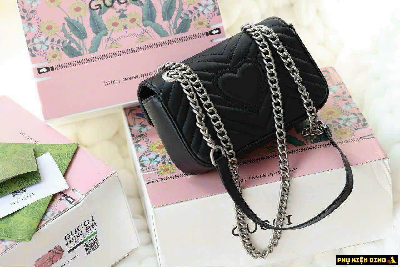 Túi Gucci GG Marmont Mini Bag Matelasse Đen Khóa Bạc 3 Túi Gucci GG Marmont Mini Bag Matelasse Đen