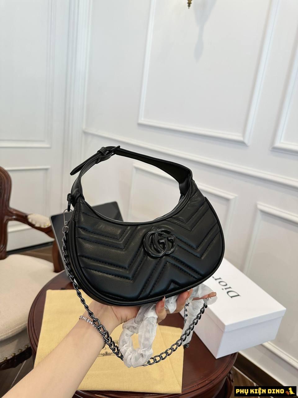 Túi Gucci GG Marmont Half Moon Full Black Size 21 2 Túi Gucci GG Nửa Mặt Trăng Full Đen