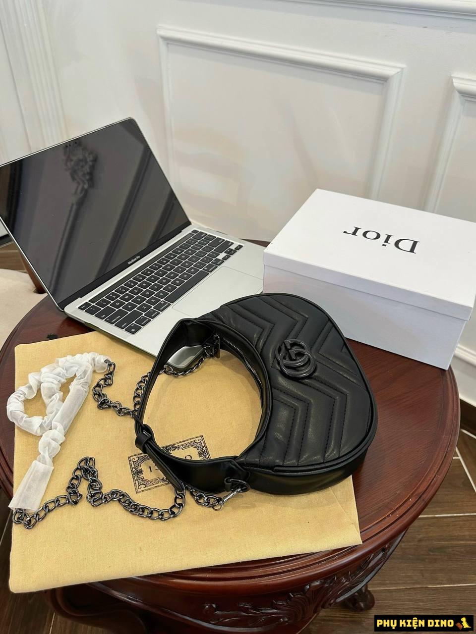 Túi Gucci GG Marmont Half Moon Full Black Size 21 6 Túi Gucci GG Nửa Mặt Trăng Size 21