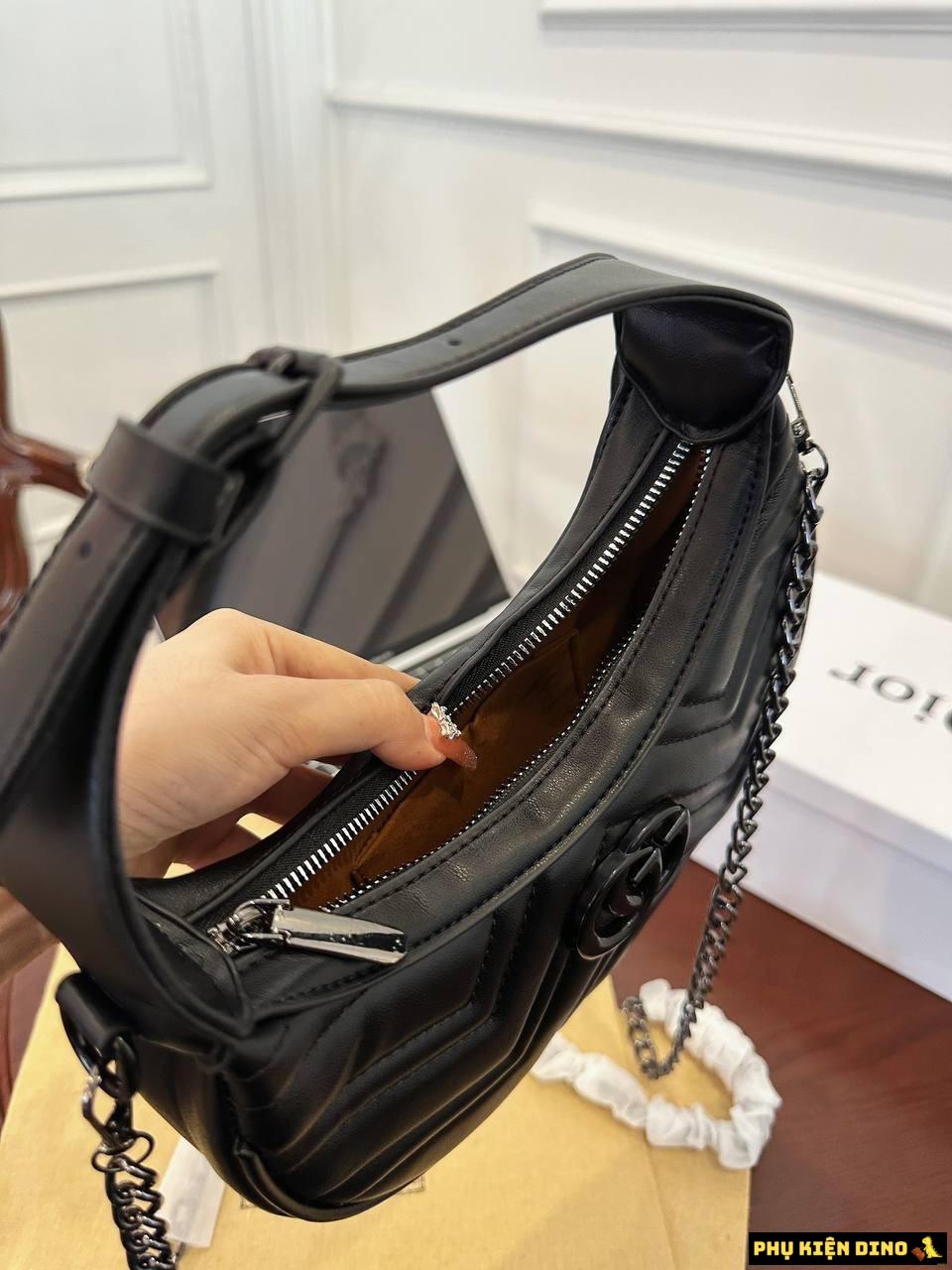 Túi Gucci GG Marmont Half Moon Full Black Size 21 7 Túi Gucci Nửa Mặt Trăng Half Moon Black