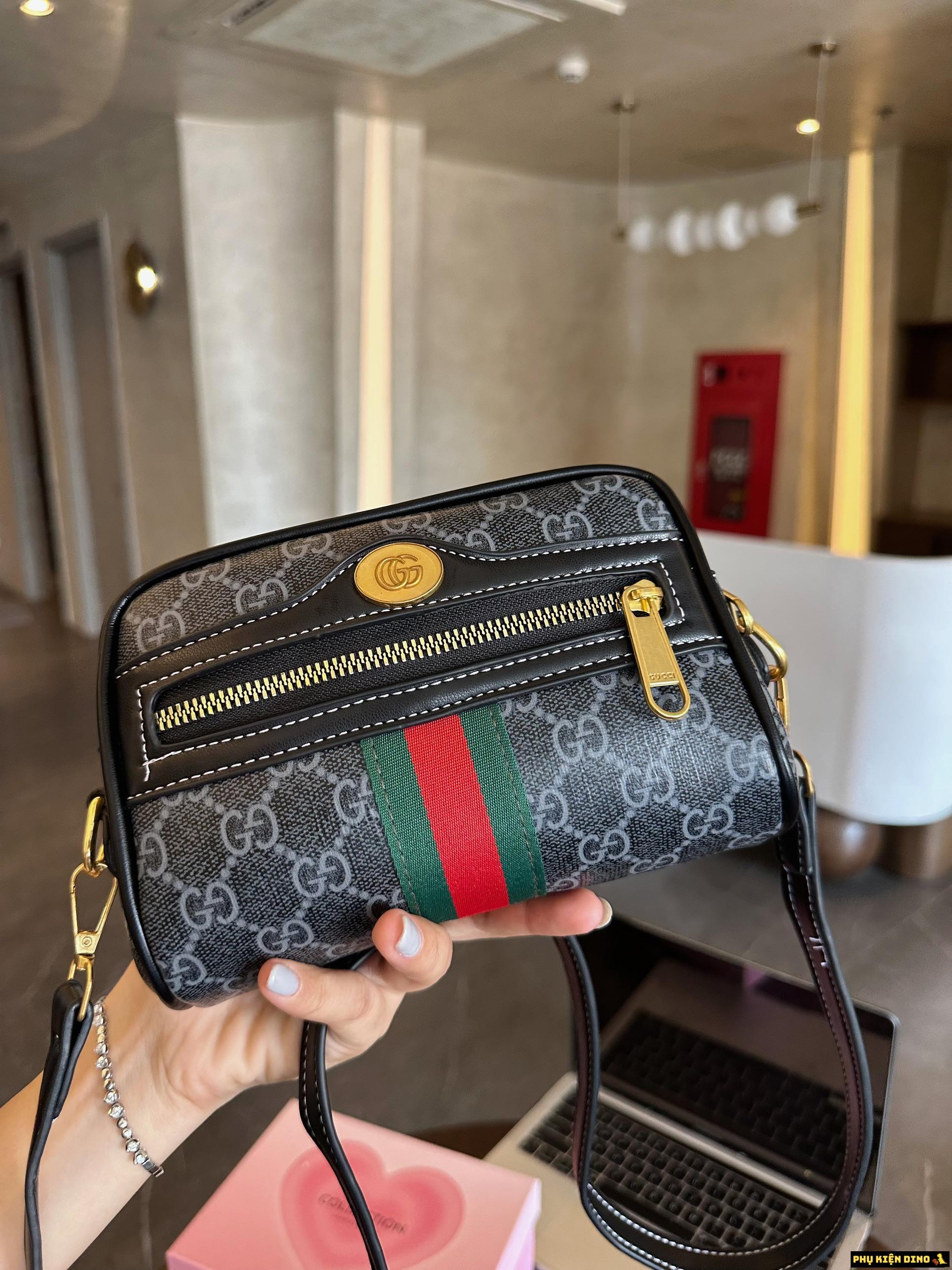 Túi Gucci Ophidia Mini Bag Màu Đen 3 Sọc Size 20
