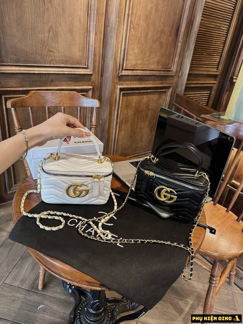 Túi Gucci White GG Marmont 2 Trắng Đen Size 20 1 Túi Gucci White GG Marmont 2 Trắng Đen Size 20