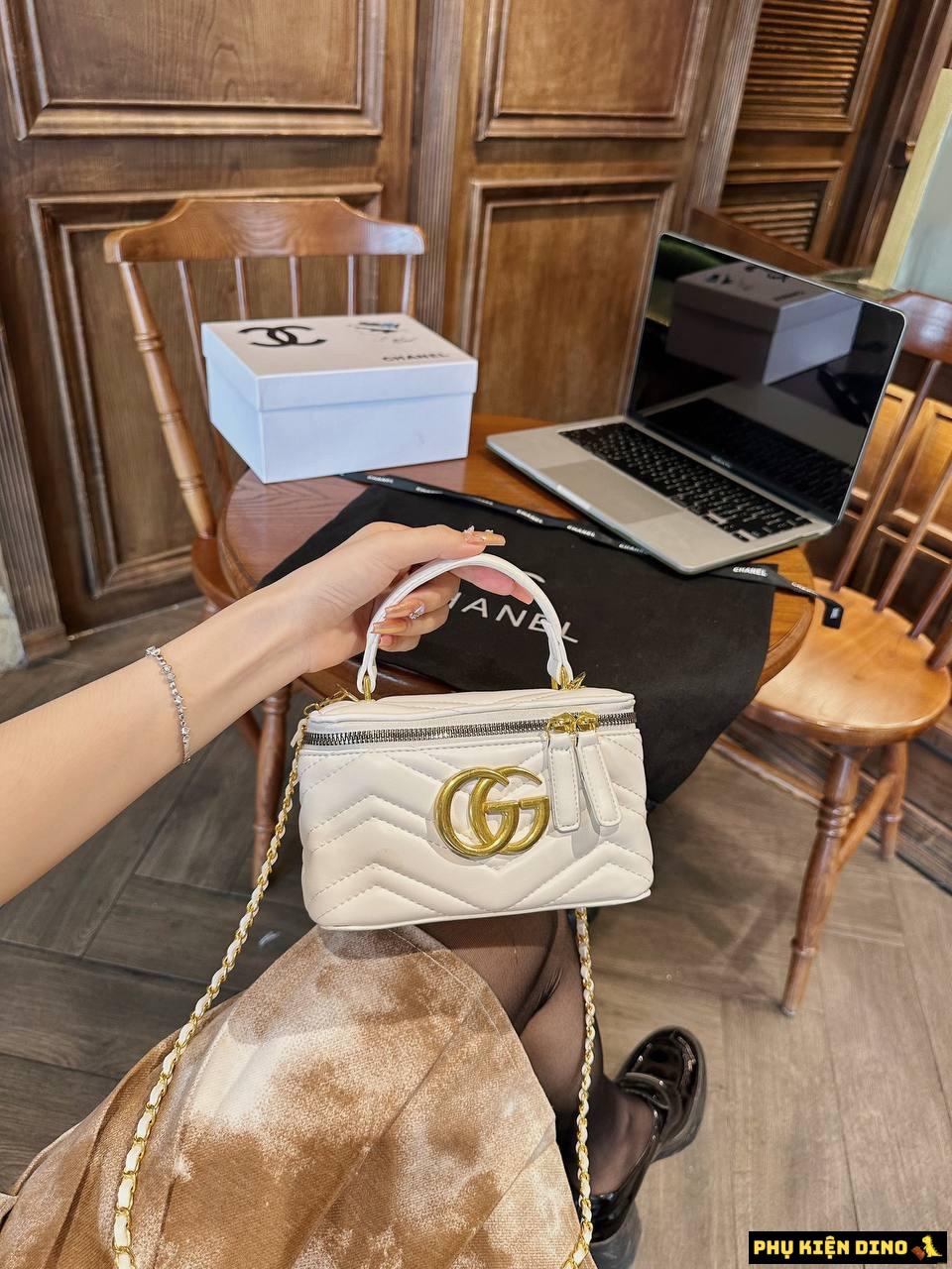 Túi Gucci White GG Marmont 2 Trắng Đen Size 20 5 Túi Gucci White GG Marmont White