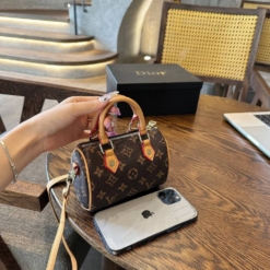 Túi Xách Nữ Louis Vuitton LV Nano Speedy Màu Nâu Size 17