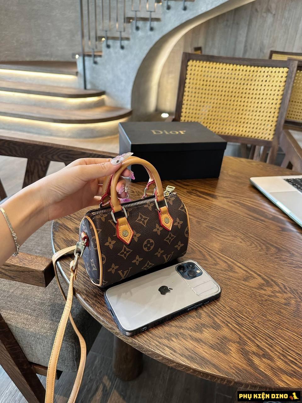 Túi Xách Nữ Louis Vuitton LV Nano Speedy Màu Nâu Size 17 1 tui trong louis vuitton lv monogram mau nau mini hoa tiet m81085