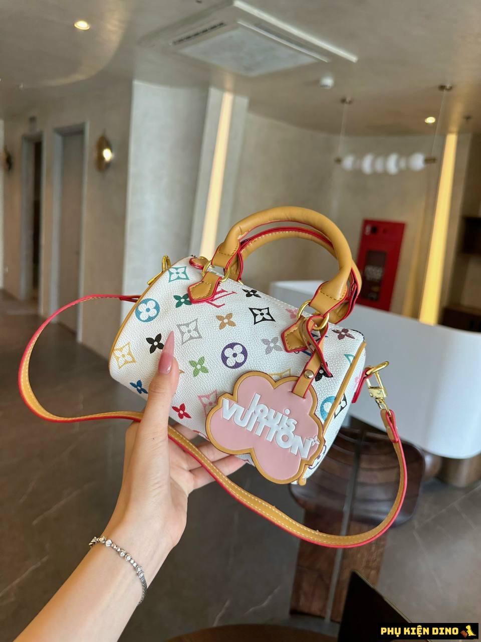 Túi Trống Louis Vuitton LV Monogram 4 Màu Denim Vàng Nâu Trắng 10 Túi Trống Louis Vuitton LV Monogram Màu Trắng