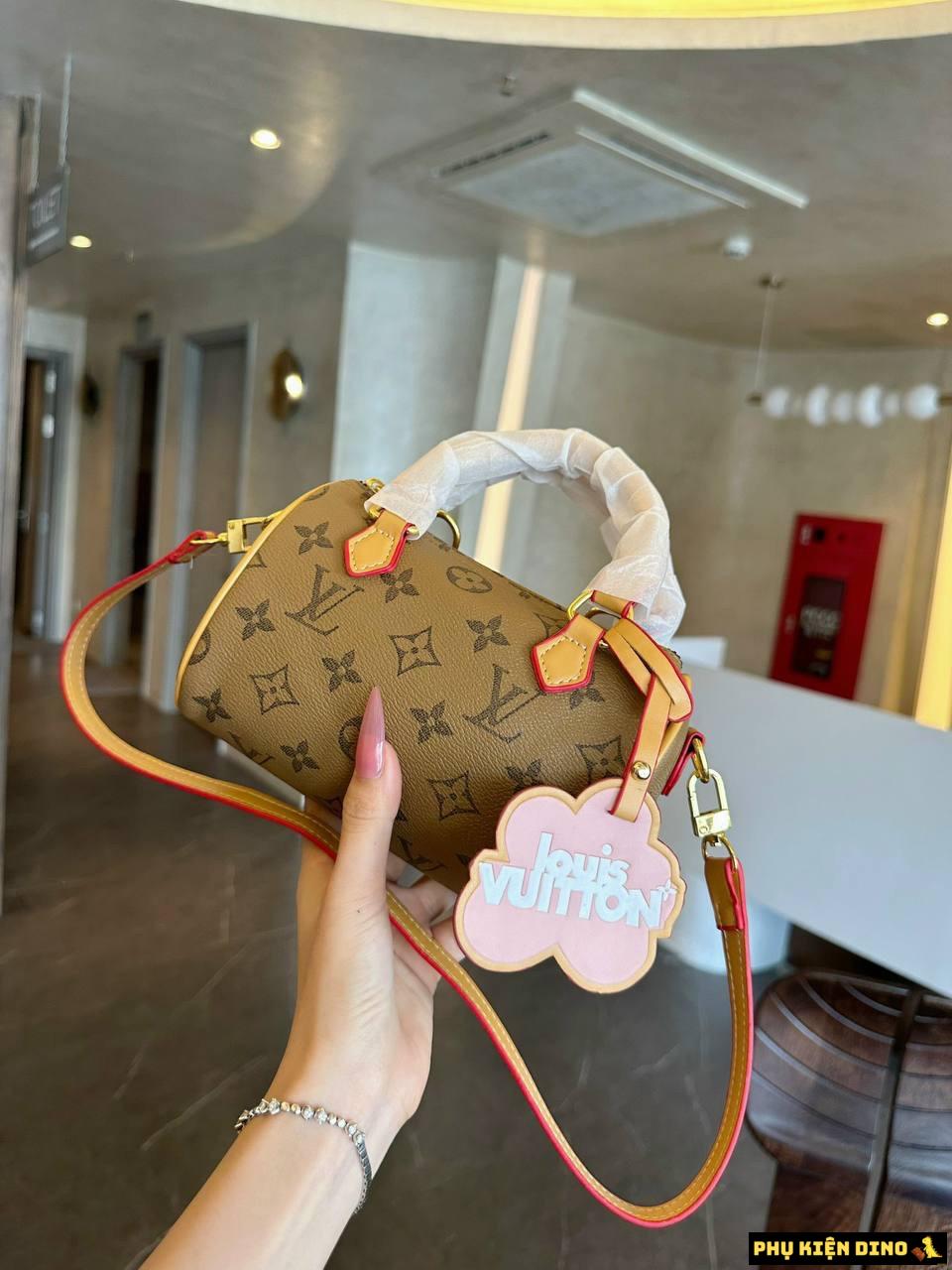 Túi Trống Louis Vuitton LV Monogram 4 Màu Denim Vàng Nâu Trắng 7 Túi Trống Louis Vuitton LV Monogram Nâu Nhạt