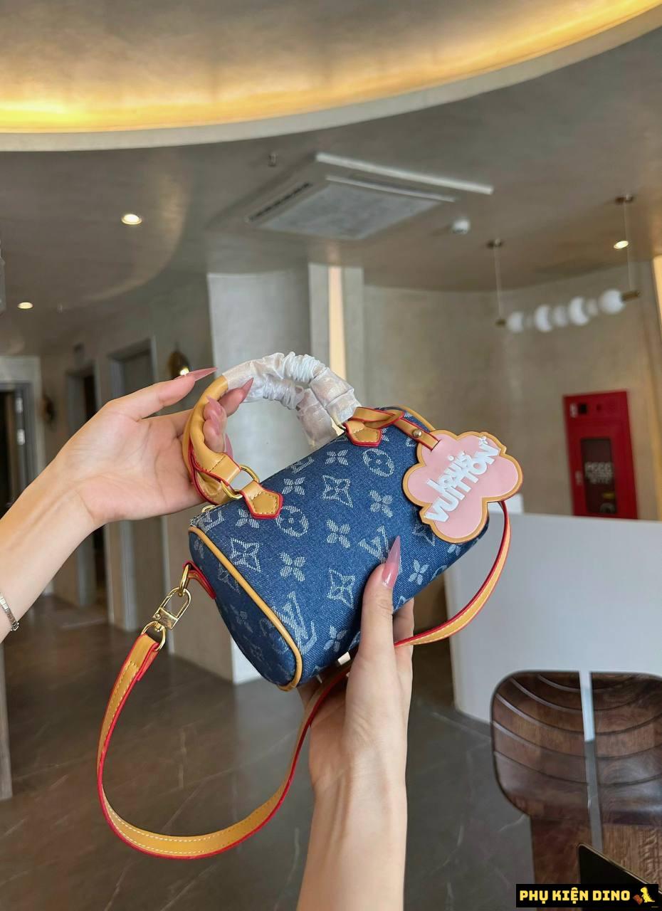 Túi Trống Louis Vuitton LV Monogram 4 Màu Denim Vàng Nâu Trắng 4 Túi Trống LV Monogram Denim
