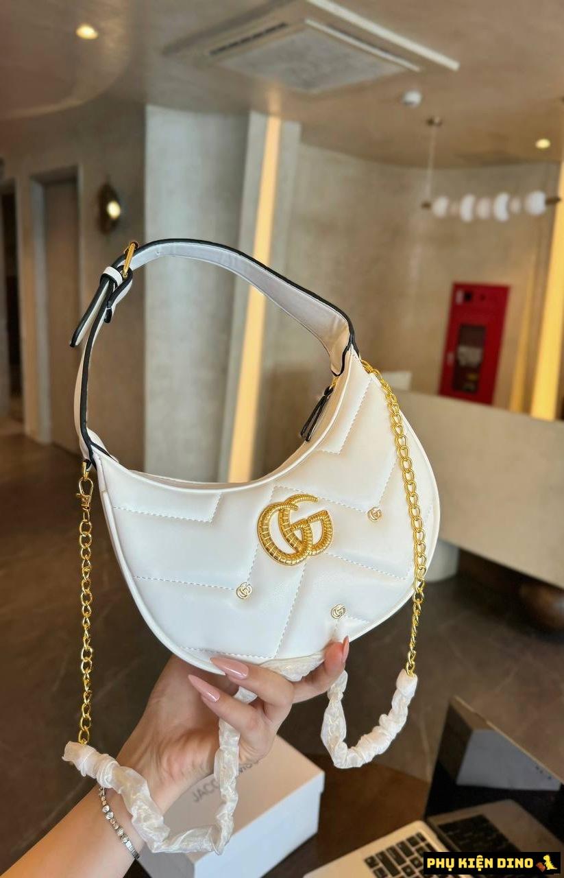 Túi Xách Gucci Marmont 3 Đinh 3 Màu Trắng Đen Kem 8 Túi Xách Gucci Nửa Marmont White