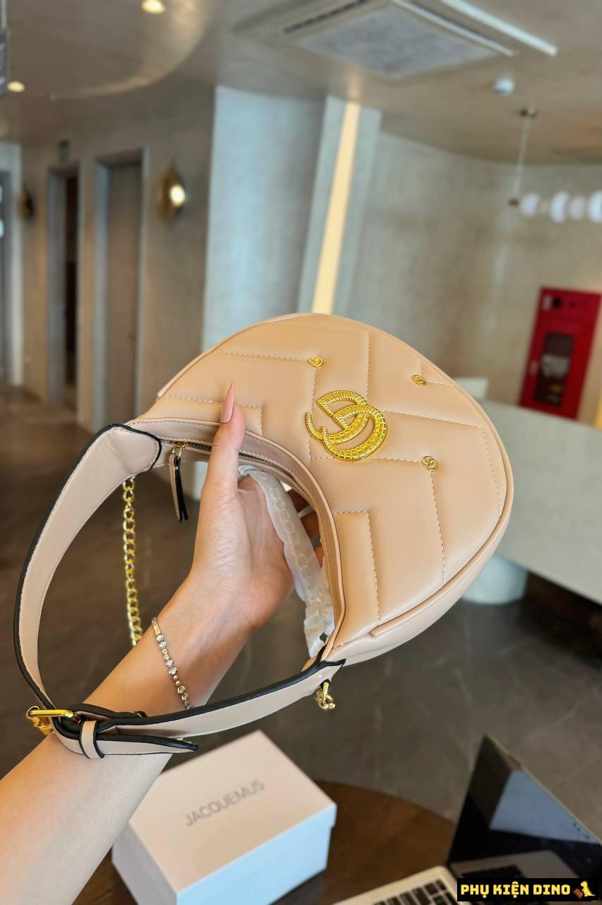 Túi Xách Gucci Marmont 3 Đinh 3 Màu Trắng Đen Kem 7 Túi Xách Gucci Nửa Mặt Trăng Cream Brown
