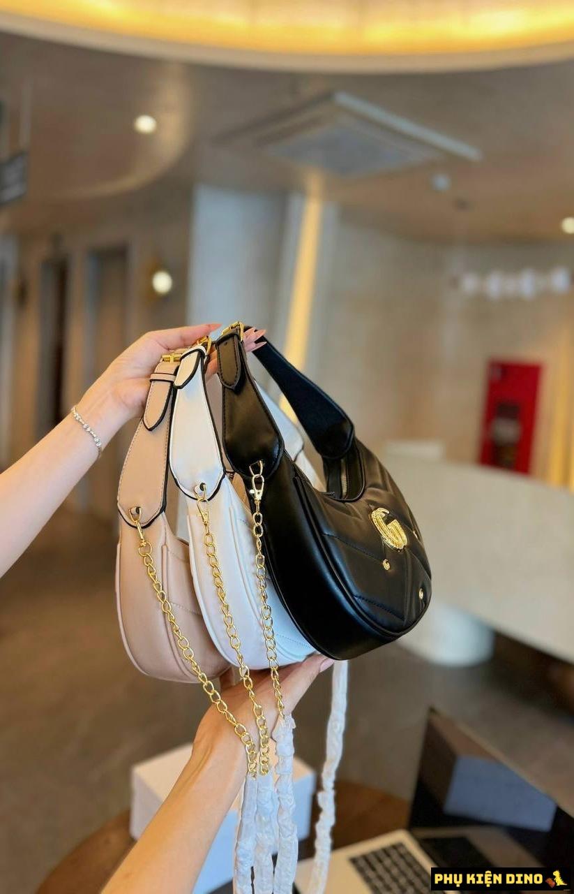 Túi Xách Gucci Marmont 3 Đinh 3 Màu Trắng Đen Kem 5 Túi Xách Gucci Nửa Mặt Trăng